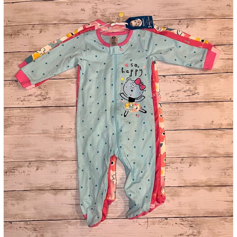 Floral So Happy Sleep n Plays Gerber 3 Piece Sleeper Set